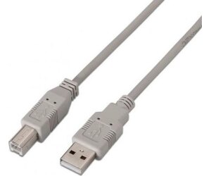 Cable USB 2.0 Impresora Aisens A101-0003/ USB Tipo-B Macho - USB Macho/ Hasta 2.5W/ 60Mbps/ 3m/ Beige