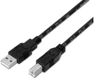 Cable USB 2.0 Impresora Aisens A101-0007/ USB Tipo-B Macho - USB Macho/ Hasta 2.5W/ 60Mbps/ 3m/ Negro