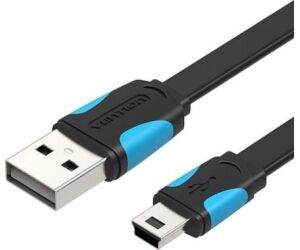 Cable USB 2.0 Vention VAS-A14-B200/ Mini USB Macho - USB Macho/ Hasta 10W/ 480Mbps/ 2m/ Azul y Negro