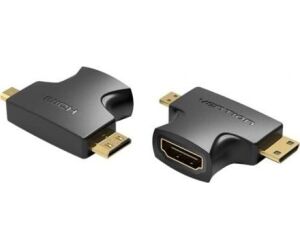 Adaptador HDMI 2 en 1 Vention AGFB0/ HDMI Hembra - Micro HDMI Macho - Mini HDMI Macho