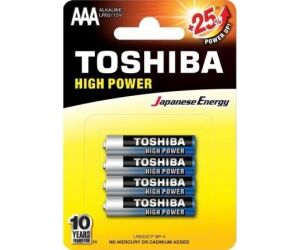 Pack de 4 Pilas AAA Toshiba High Power LR03/ 1.5V/ Alcalinas