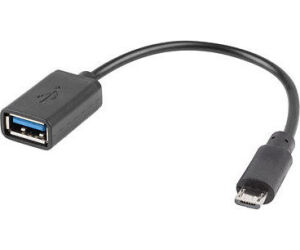 Adaptador lanberg otg usb micro(m) 2.0 a usb - a(h) 15 cm negro