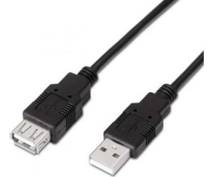 Cable Alargador USB 2.0 Aisens A101-0016/ USB Macho - USB Hembra/ Hasta 2.5W/ 60Mbps/ 1.8m/ Negro