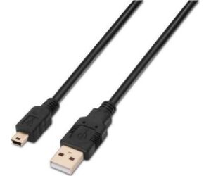 Cable USB 2.0 Aisens A101-0023/ USB Macho - USB Mini Macho/ Hasta 2.5W/ 60Mbps/ 50cm/ Negro