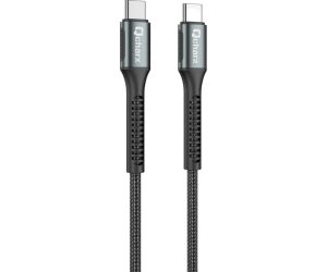 Cable qcharx prague tipo c a tipo c 3a 60w - 1 m - aleacin de aluminio negro cordn de tela suave