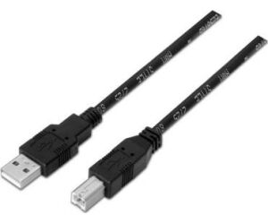 Cable USB 2.0 Impresora Aisens A101-0005/ USB Tipo-B Macho - USB Macho/ Hasta 2.5W/ 60Mbps/ 1m/ Negro