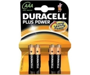 Duracell Pila Alcalina Plus Power LR3 AAA Pack-4