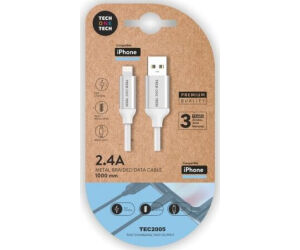 Cable USB 2.0 Tech One Tech TEC2005/ USB Macho - Lightning Macho/ 1m/ Blanco