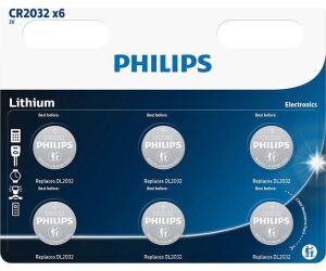 Pack de 6 Pilas de Botn Philips CR2032/ 3V