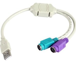 Cable Conversor 3GO C101/ USB Macho - 2x PS2 Macho/ 10cm/ Blanco