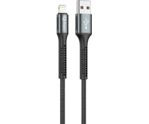 Cable qcharx prague usb a lightning 3a - 1 m - aleacin de aluminio negro cordn de tela suave