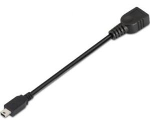 Cable USB 2.0 Aisens A101-0033/ MiniUSB Macho - USB Hembra/ Hasta 2.5W/ 60Mbps/ 15cm/ Negro