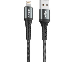 Cable qcharx lyon usb a lightning 3a - 1 m - aleacin de aluminio negro cordon metlico