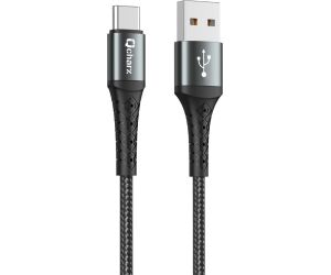 Cable qcharx lyon usb a tipo c 3a - 1 m - aleacin de aluminio negro cordon metlico