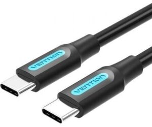 Cable USB 2.0 Tipo-C Vention COSBD/ USB Tipo-C Macho - USB Tipo-C Macho/ Hasta 60W/ 480Mbps/ 50cm/ Negro