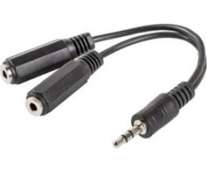 Adaptador lanberg jack stereo macho a jack stereo hembra x2 10 cm negro