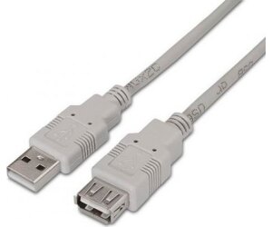 Cable Alargador USB 2.0 Aisens A101-0013/ USB Macho - USB Hembra/ Hasta 2.5W/ 60Mbps/ 1.8m/ Beige