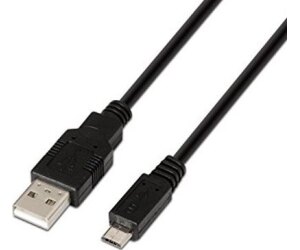 Cable USB 2.0 Aisens A101-0024/ USB Macho - MiniUSB Macho/ Hasta 2.5W/ 60Mbps/ 1m/ Negro