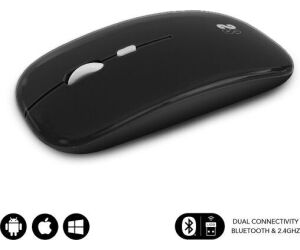 SUBBLIM Ratón Óptico Inalámbrico 2.4G y Bluetooth Dual Flat Mouse Recargable Negro