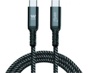 Cable USB 3.1 Tipo-C Woxter PE26-184/ USB Tipo-C Macho - USB Tipo-C Macho/ Hasta 100W/ 10Gbps/ 2m/ Negro