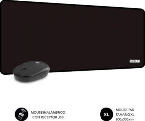 SUBBLIM Alfombrilla con Ratón Harmony Pack Mousepad XL + Wireless Mouse Black