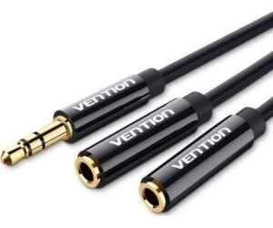 CABLE AUDIO ESTEREO JACK 3.5/M 2xJACK 3.5/H 0.30 M NEGRO VENTION