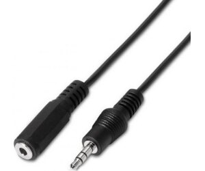 Cable Estreo Aisens A128-0146/ Jack 3.5 Macho - Jack 3.5 Hembra/ Hasta 0.1W/ 3m/ Negro