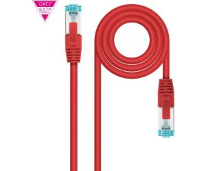 Cable De Red Latiguillo 600mhz Lszh Sftp Pimf Cat7 Awg26 0.25 M Rojo Nanocable