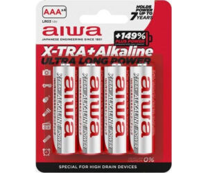 Pack de 4 Pilas AAA Aiwa X-TRA+Alcaline LR03/ 1.5V/ Alcalinas