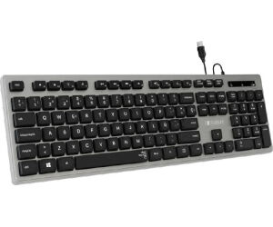 SUBBLIM Teclado Ergonómico con cable USB Plano Silencioso Gris/Negro Ergo