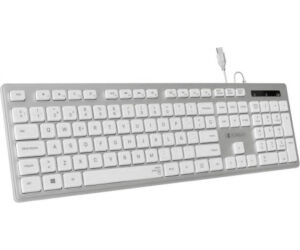 SUBBLIM Teclado Ergonómico con cable USB Plano Silencioso Plateado/Blanco Ergo