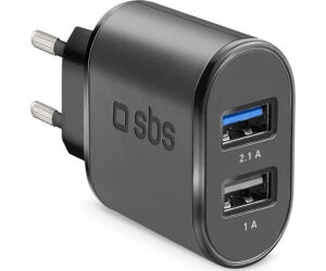 Dor pared sbs 2x usb 100 - 250v 1000 mah carga rapida negro