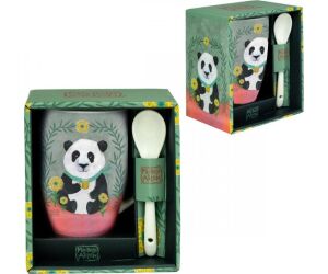 Taza de cermica con cuchara enesco panda