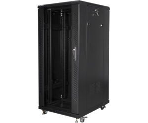 Armario Lanberg 19" 27u 600x800 Flat Pack Negro Con Puerta De Cristal