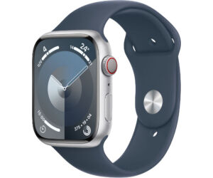 Apple Watch Series 9/ GPS/ Cellular/ 41mm/ Caja de Aluminio Plata/ Correa Deportiva Azul Tempestad M/L