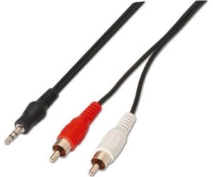 Cable Estreo Aisens A128-0148/ Jack 3.5 Macho - 2x RCA Macho/ Hasta 0.1W/ 3m/ Negro