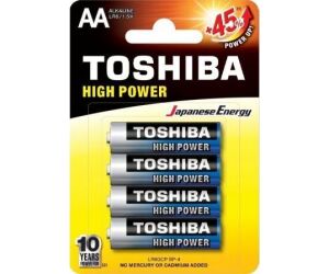 Pack de 4 Pilas AA Toshiba High Power LR6/ 1.5V/ Alcalinas