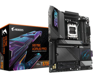 GIGABYTE Placa base X870E AORUS PRO - Compatible con CPUs AMD Ryzen 9000, VRM digital de 16+2+2 fases, hasta 8000MHz DDR5 (OC), 4xPCIe 5.0 + 4xM.2, Wi-Fi 7, LAN 2.5GbE, USB 3.2 Gen 2x2