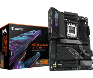 GIGABYTE Placa base X870E A ELITE WIFI7 - Compatible con CPUs AMD Ryzen 9000, VRM digital de 16+2+2 fases, hasta 8000MHz DDR5 (OC), 4xPCIe 5.0 + 4xM.2, Wi-Fi 7, LAN 2.5GbE, USB 3.2 Gen 2x2