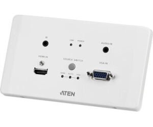 ATEN Transmisor encastrable (EU) HDMI y VGA HDBaseT con embellecedor / POH (4K a 100 m) (HDBaseT Clase A)