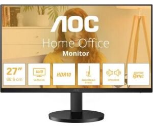 Monitor Profesional AOC U27B3AF 27"/ 4K/ Multimedia/ Regulable en altura/ Negro