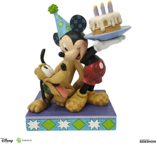 Figura enesco disney mickey y pluto de cumpleaños