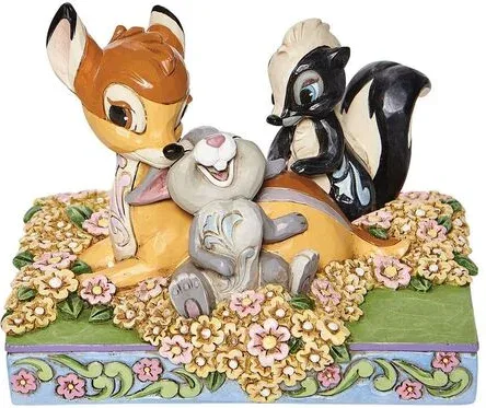 Figura enesco disney bambi y amigos entre flores