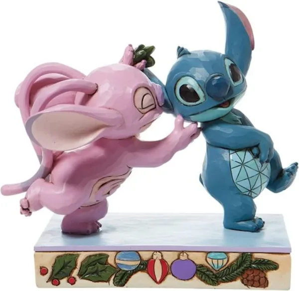 Figura enesco disney lilo & stitch stitch y angel con muérdago