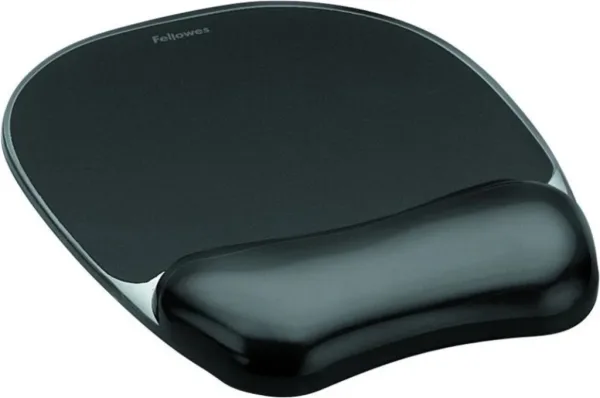 Alfombrilla con Reposamuñecas Raton Gel Negro Fellowes 9112101
