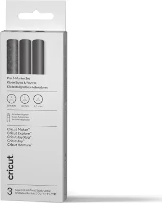 Cricut Rotuladores Metalizados Permanentes  de 1,0 Mm, Dorado/Plata/Cobre (3 Uds.) + Adaptador