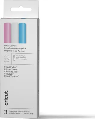 Cricut Bolígrafos de Gel Acrílico , 1,0 Mm (3 Uds.) + Adaptador