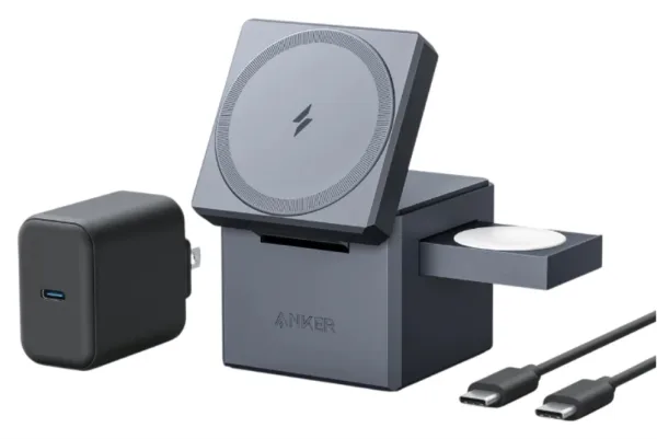 Cargador Anker 3 en 1 con Magsafe Cubo Gris