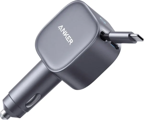 Cargador de Coche Anker de Coche 75W con Cable USB-C Retractil