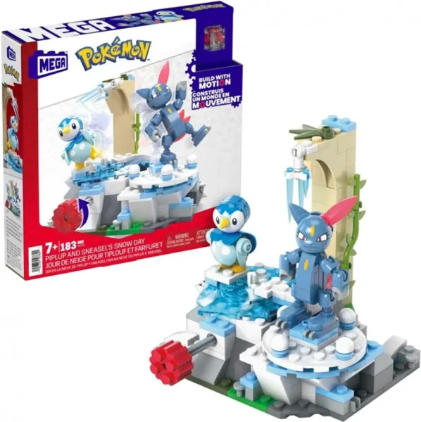 Figura mattel mega construx pokemon piplup y sneasel se relajan